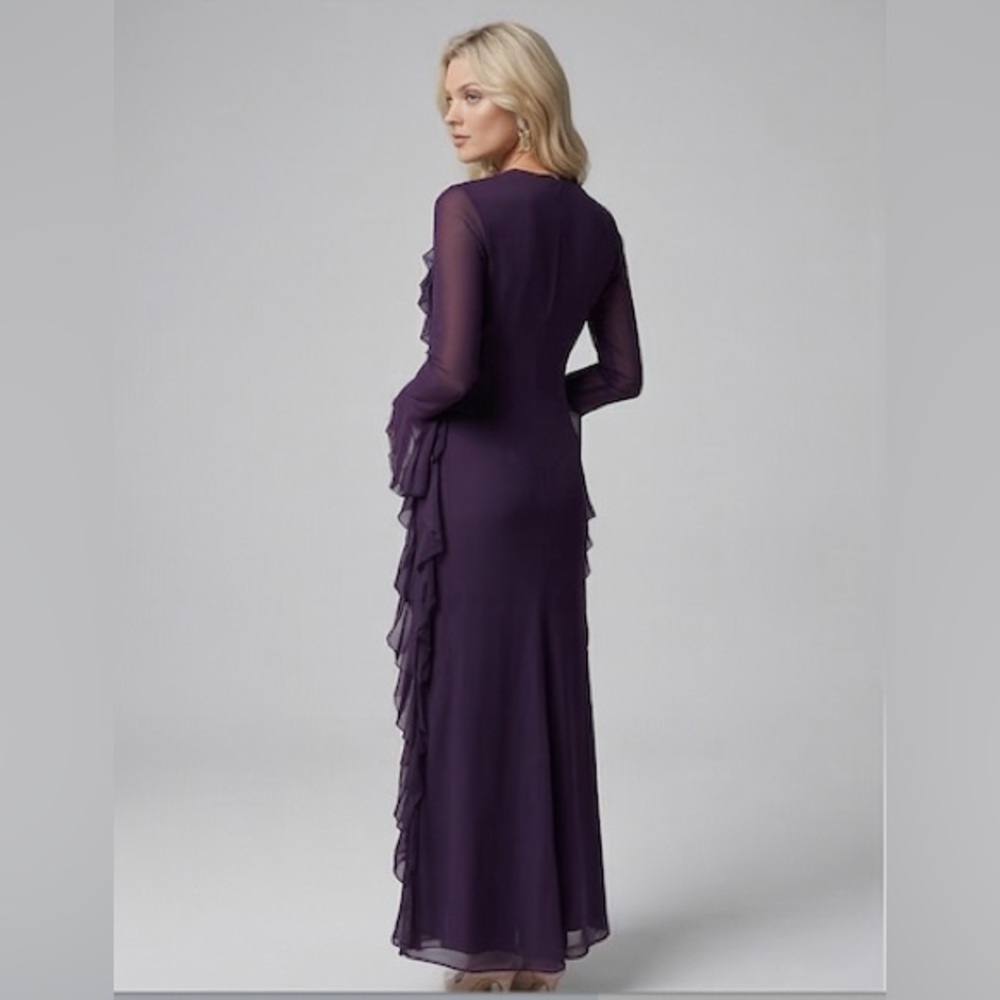 Midnight Plum Ruffle Chiffon Maxi Dress - Picture 6 of 8